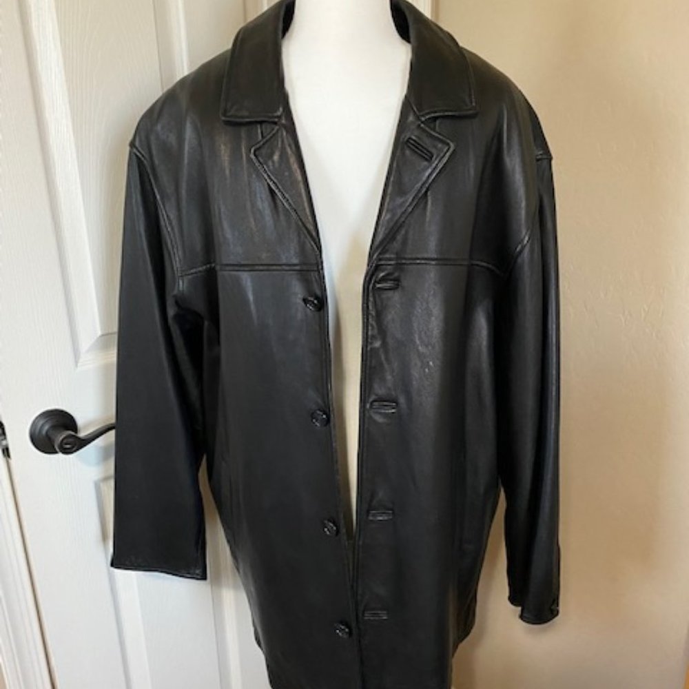 Weathervane Men's leather coat. Large. Soft leather. Very nice. Black.
